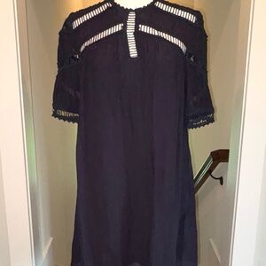 Entro-Navy lined Dress with Cutout Detail